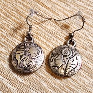 Silver Shell Design Drop Dangle Earrings